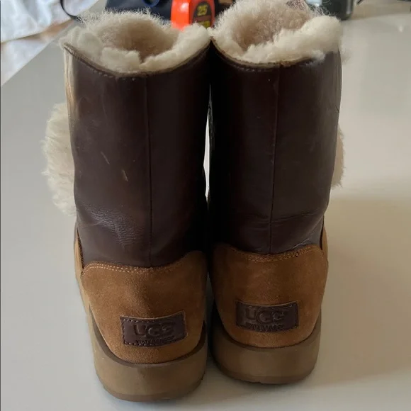UGG Brown and Cream Winter Boots - Picture 3 of 10